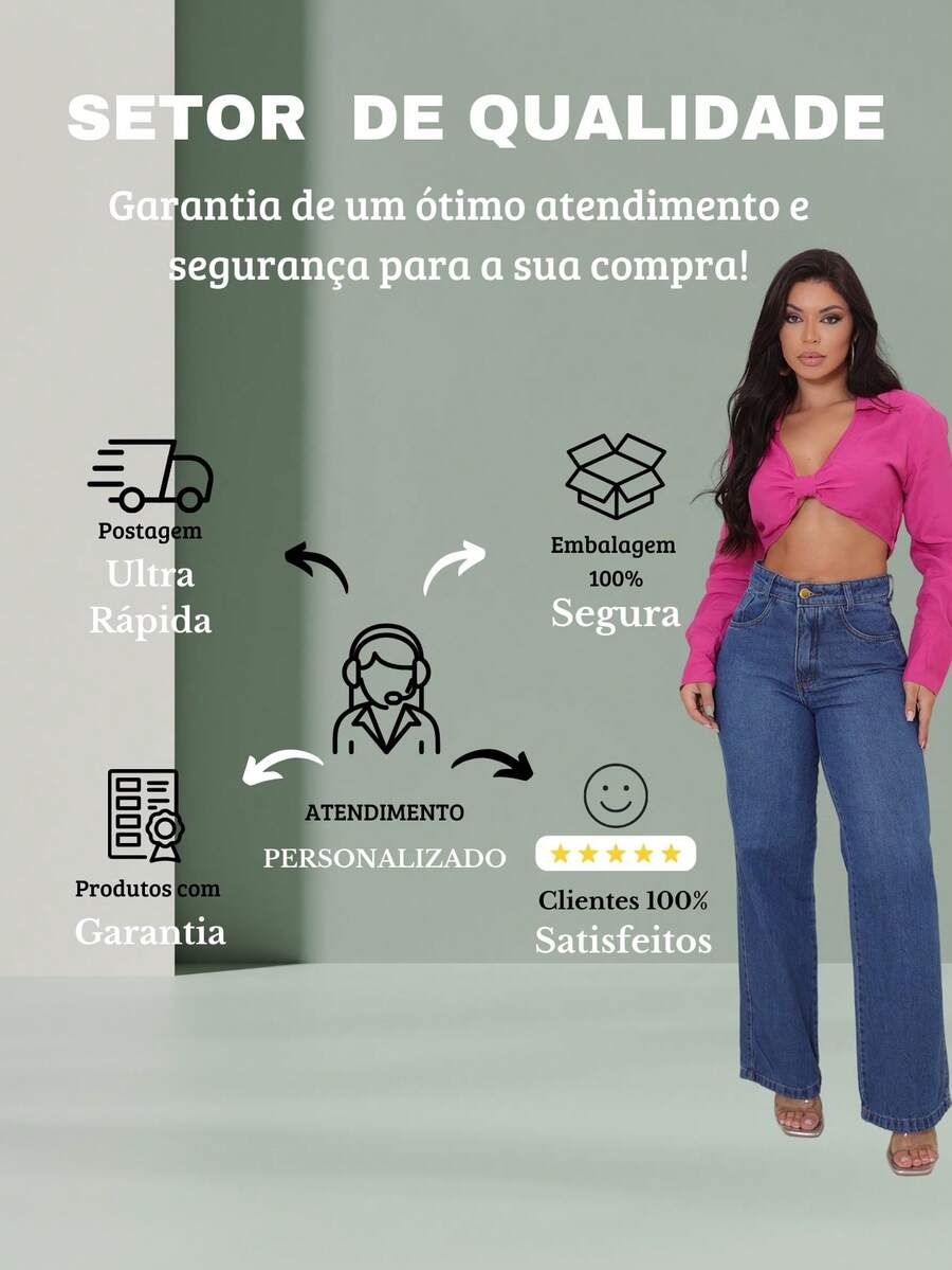 Calça Jeans Feminina Wide Leg