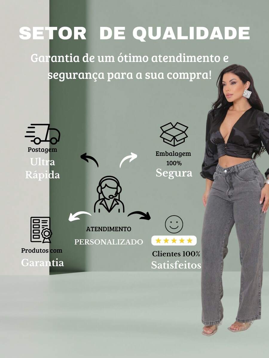 Calça Jeans Feminina Wide Leg