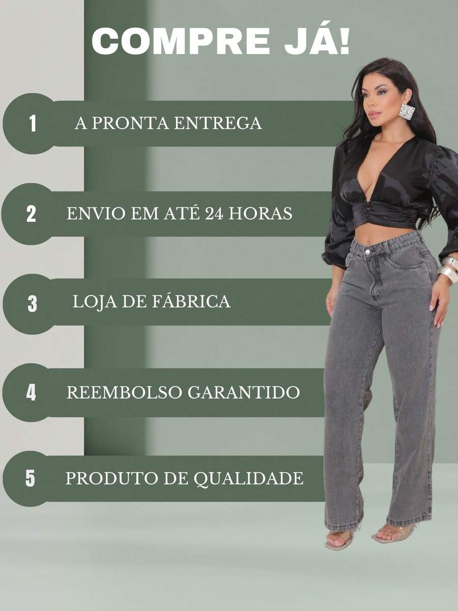 Calça Jeans Feminina Wide Leg