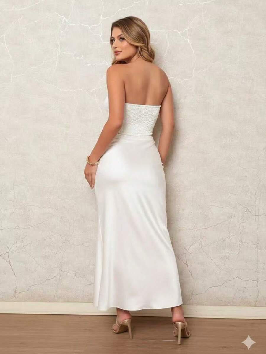 Conjunto feminina Top e saia luxo em Cetim  TECIDO CETIM