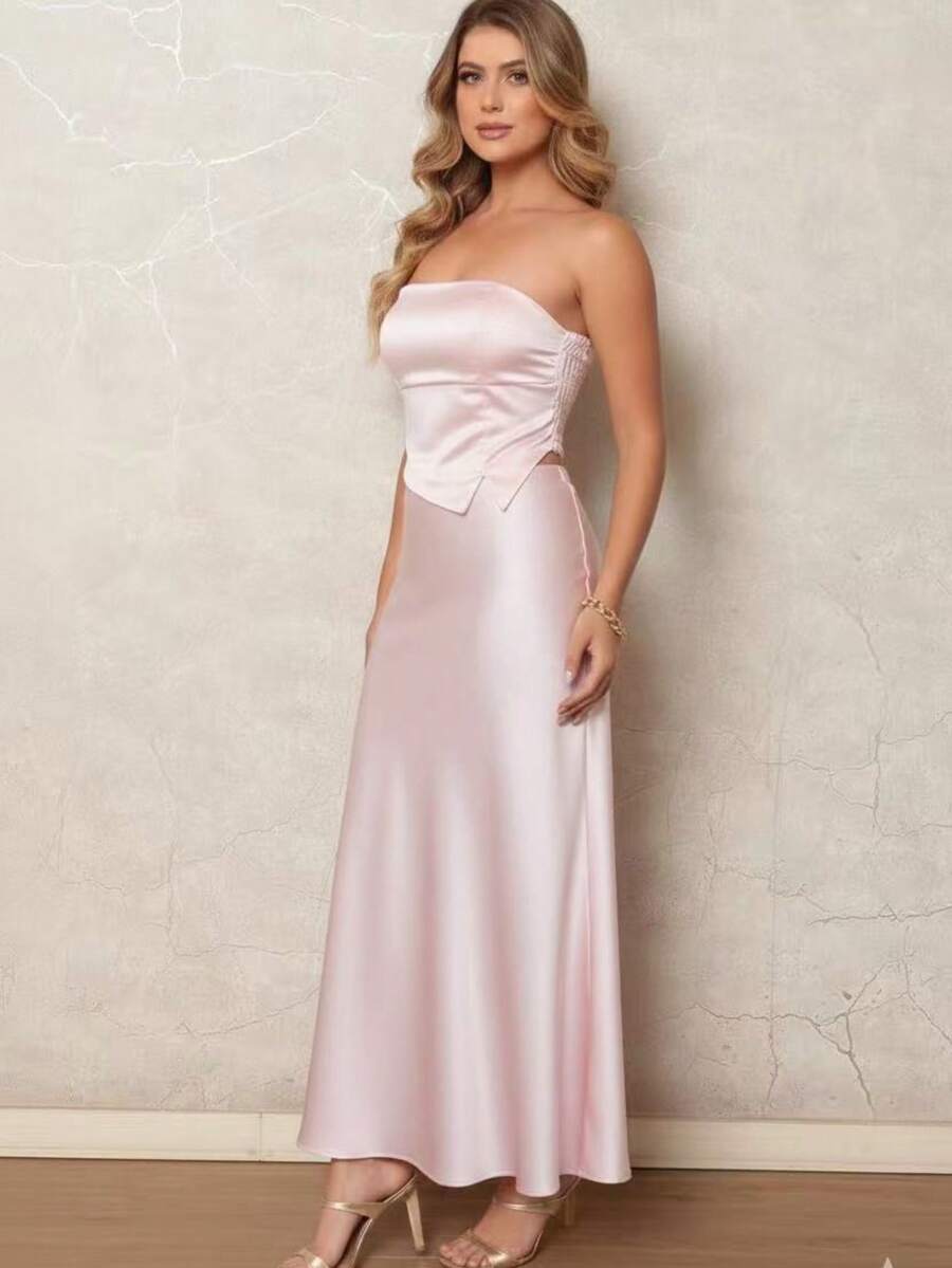 Conjunto feminina Top e saia luxo em Cetim  TECIDO CETIM