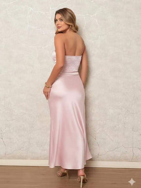 Conjunto feminina Top e saia luxo em Cetim  TECIDO CETIM