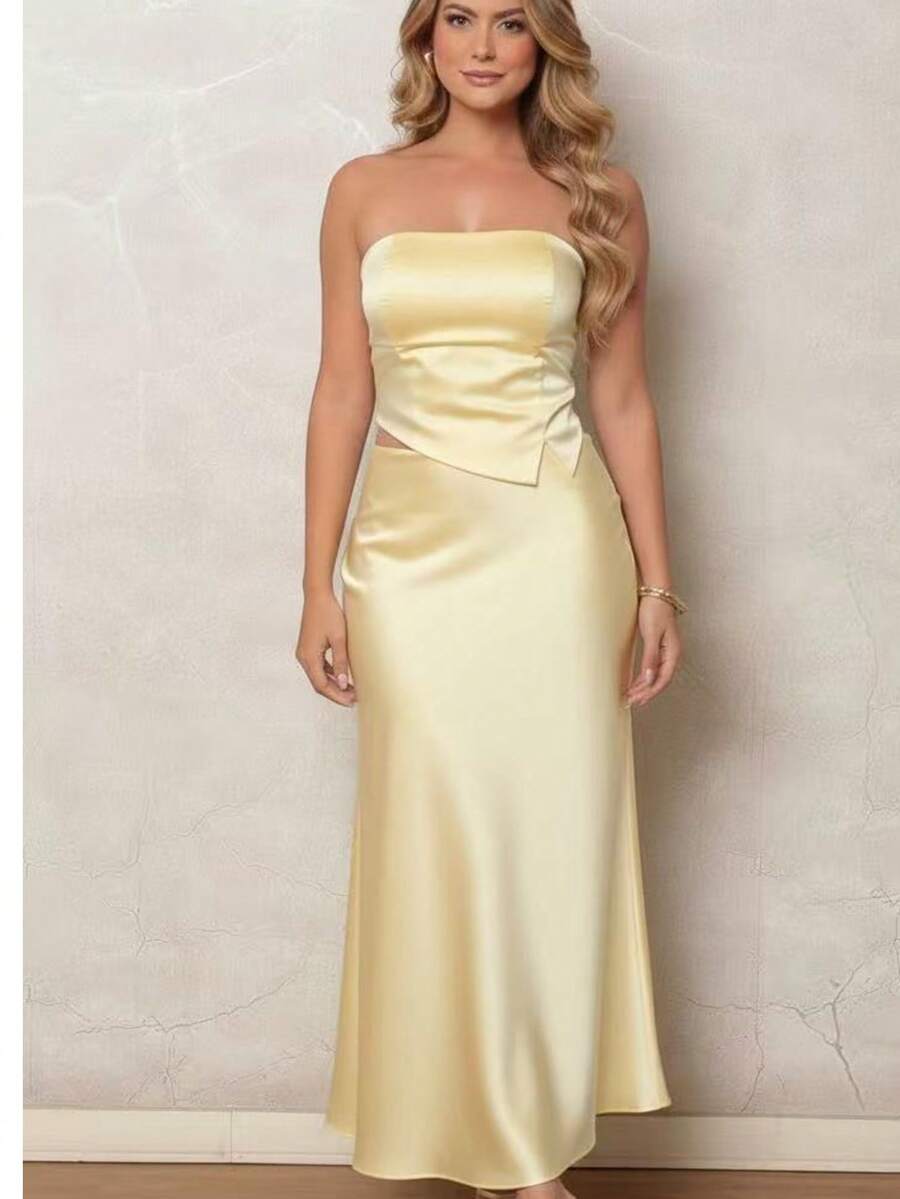 Conjunto feminina Top e saia luxo em Cetim  TECIDO CETIM