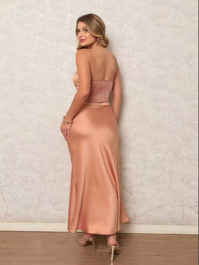 Conjunto feminina Top e saia luxo em Cetim  TECIDO CETIM