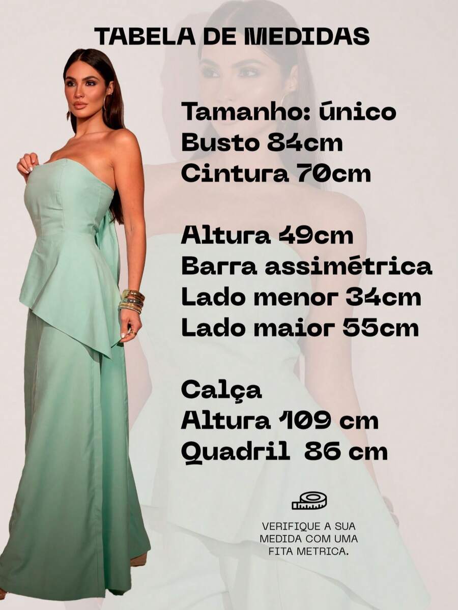 Conjunto Feminino Rosa com Calça Pantalona e Blusa Tomara que Caia Peplum Assimétrico em Tecido Marrant Elegante