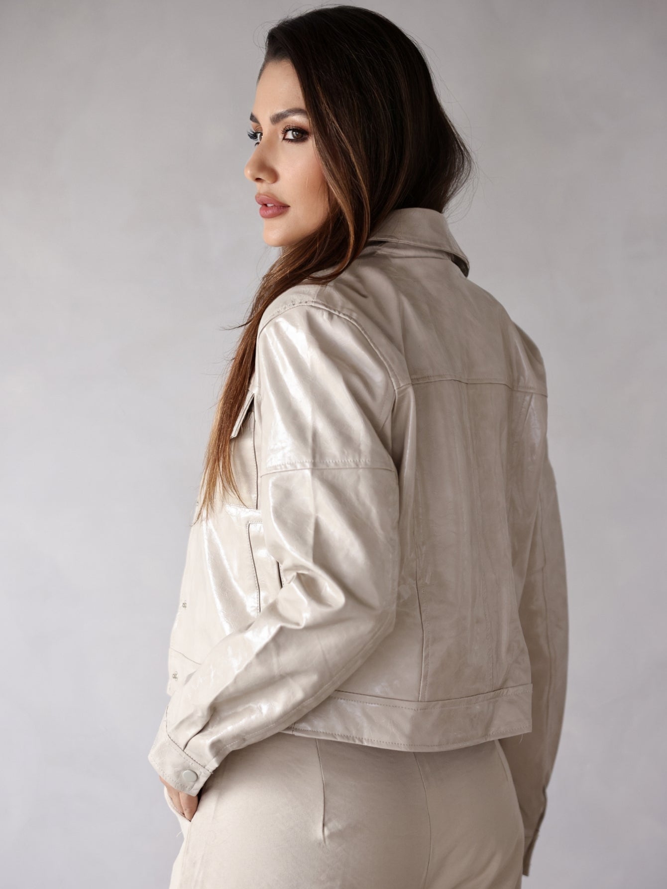 Jaqueta Couro envernizado Brilhoso Georgia