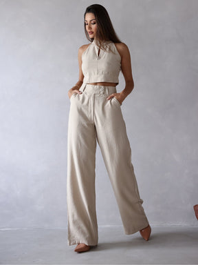 Conjunto Clarice - Alfaiataria Wide Leg e Blusa Recorte
