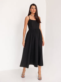 Vestido Midi Tricoline com bolso Samanta