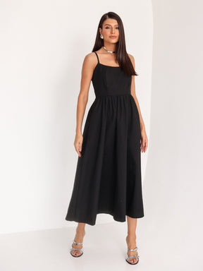 Vestido Midi Tricoline com bolso Samanta