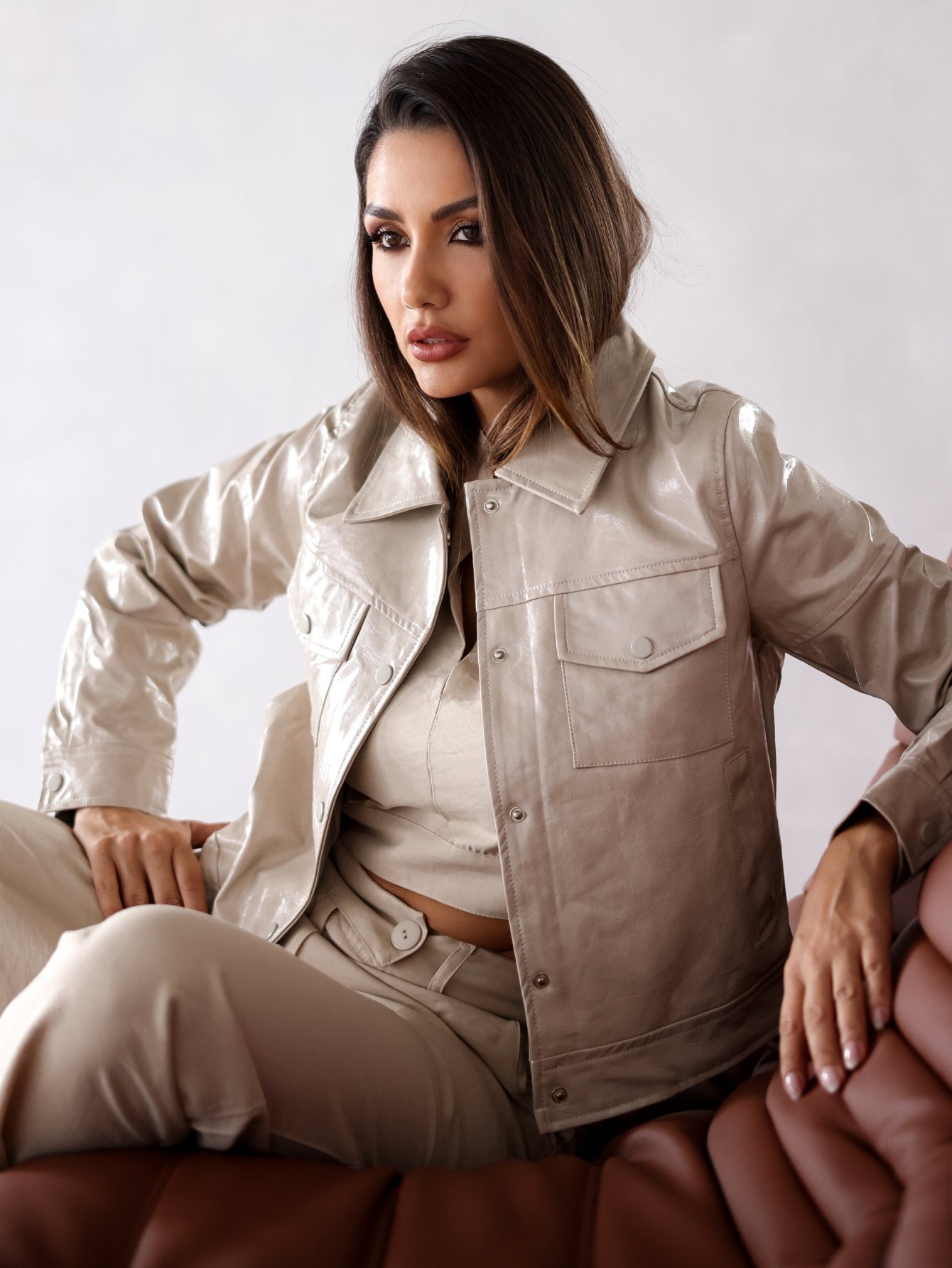 Jaqueta Couro envernizado Brilhoso Georgia