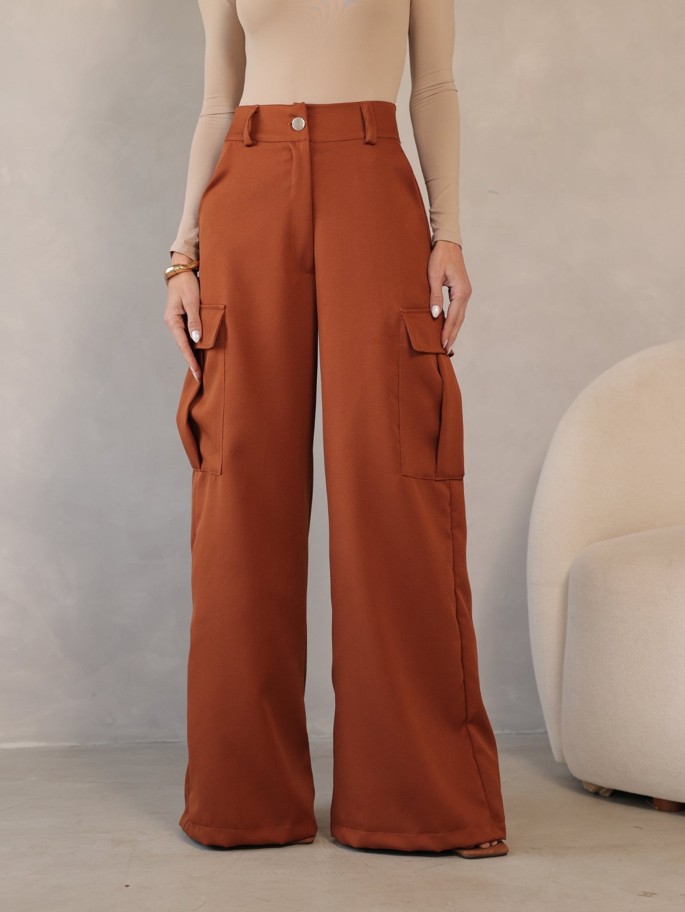 Calça Cargo Pantalona Alfaiataria  Raquel