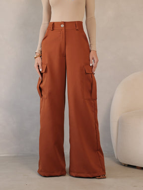 Calça Cargo Pantalona Alfaiataria  Raquel