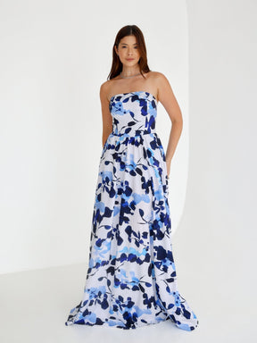 Vestido tomara que caia Longo estampado Lari