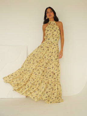 Vestido Longo  Estampado Chifon Michelle