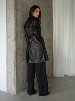 Sobretudo Couro Jersey