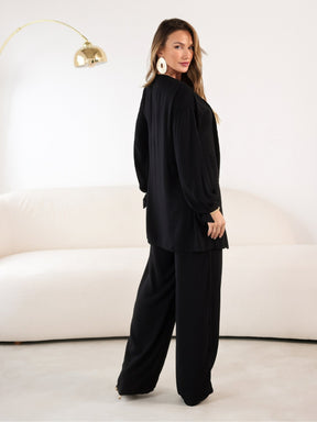 Conjunto Feminino Luna 3 Peças em Twill – Kimono, Calça Pantalona e Top