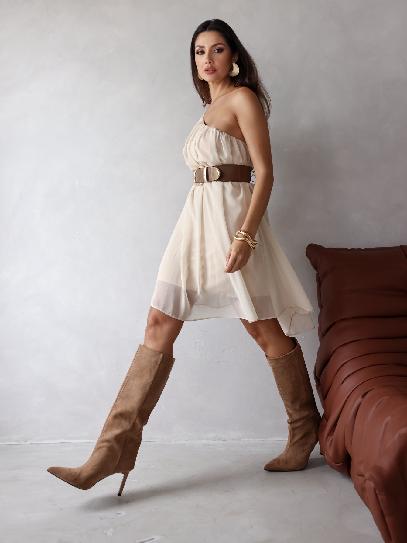 Vestido Manga Unica Fluido Curto Liliane