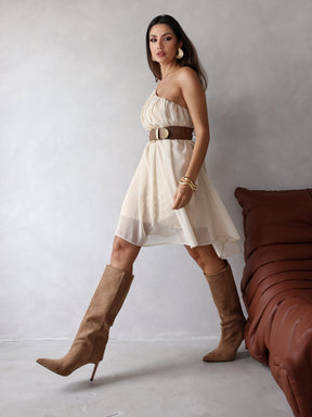 Vestido Manga Unica Fluido Curto Liliane