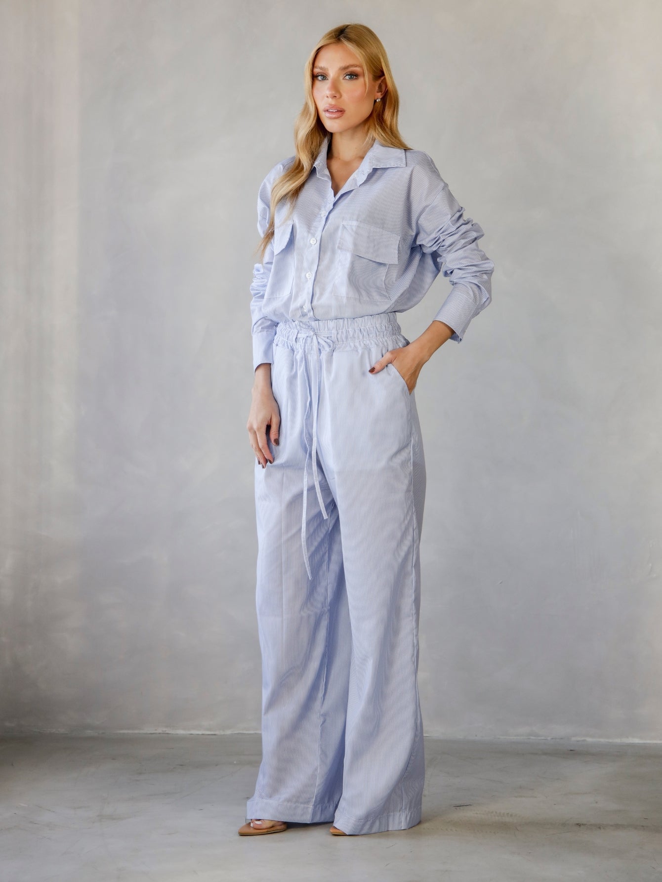 Conjunto Camisa e Calca Reta Tricoline Carla