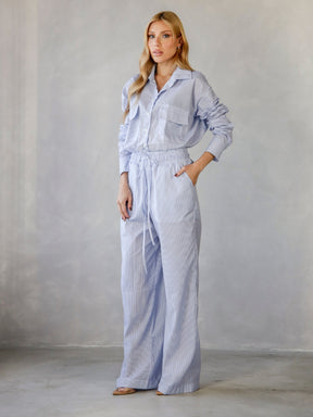 Conjunto Camisa e Calca Reta Tricoline Carla