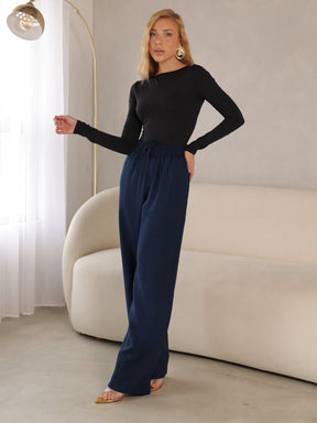 Calça Reta Alfaiataria Dominique com Elástico – Mariana