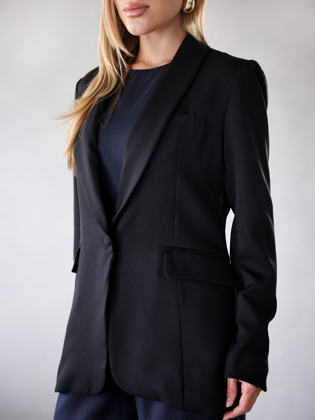 Blazer estruturado Alfaiataria Forrado com Botão - Cristal