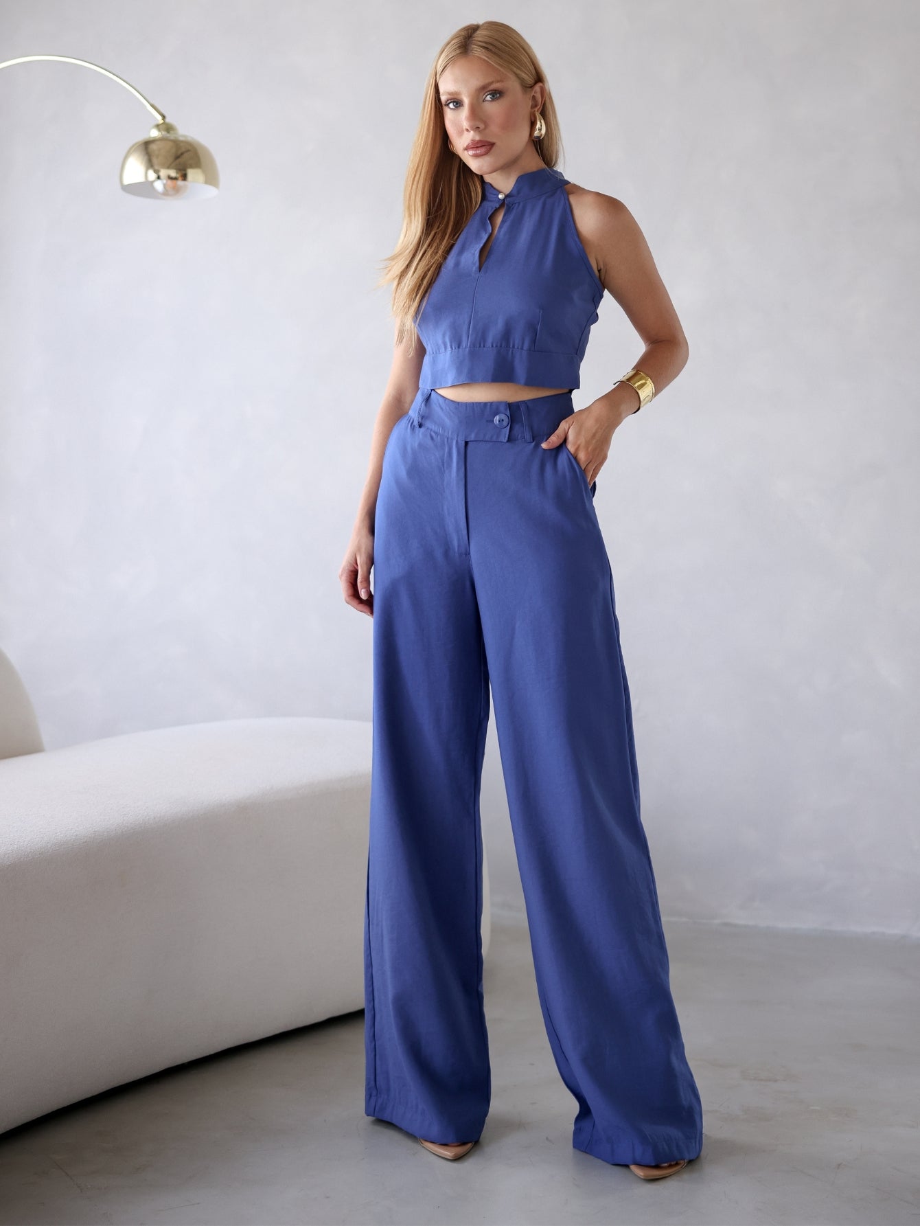 Conjunto Clarice - Alfaiataria Wide Leg e Blusa Recorte