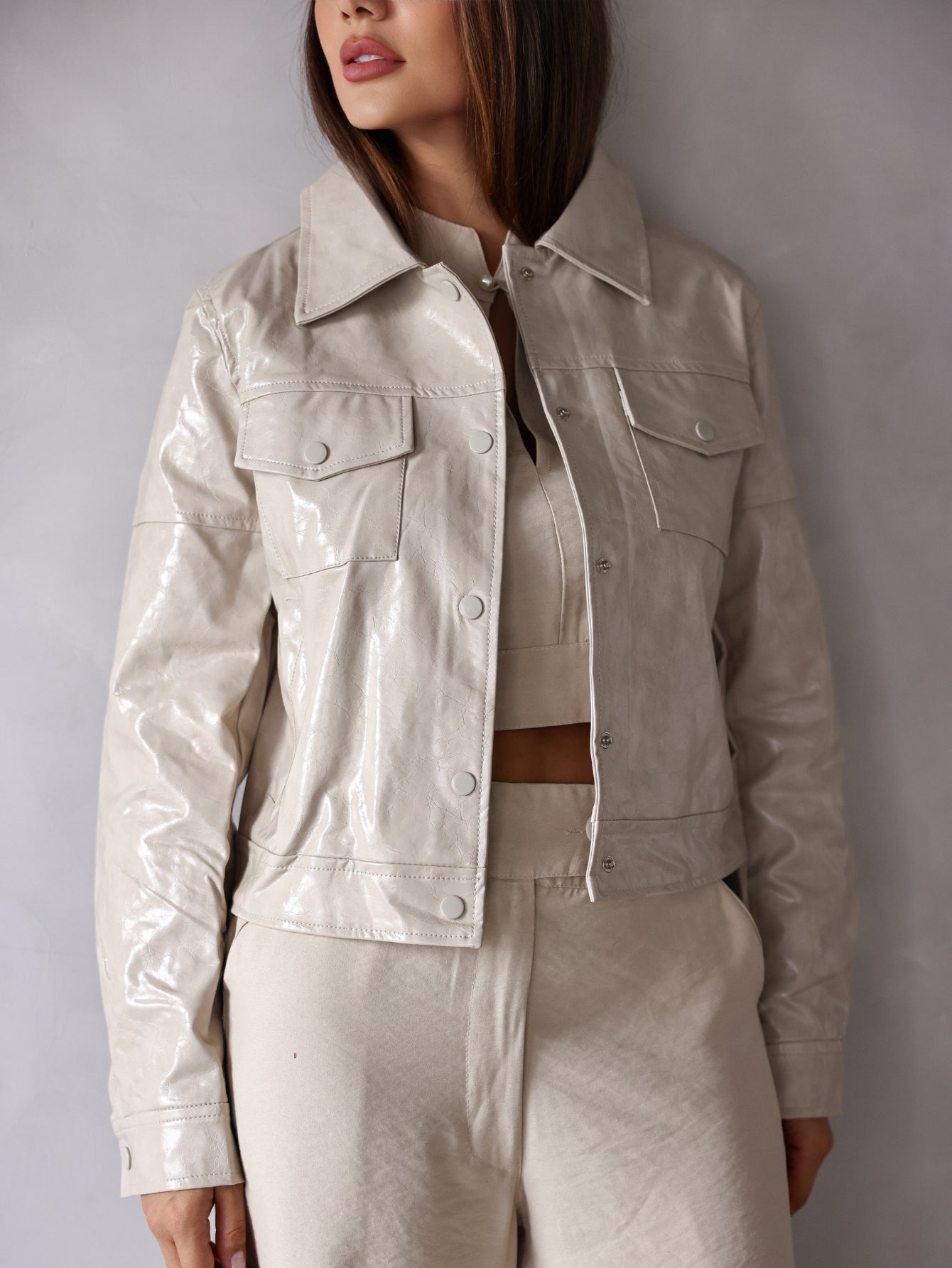 Jaqueta Couro envernizado Brilhoso Georgia