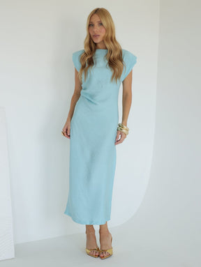 Vestido com Ombreiras e Drapeado na Cintura Ofelia