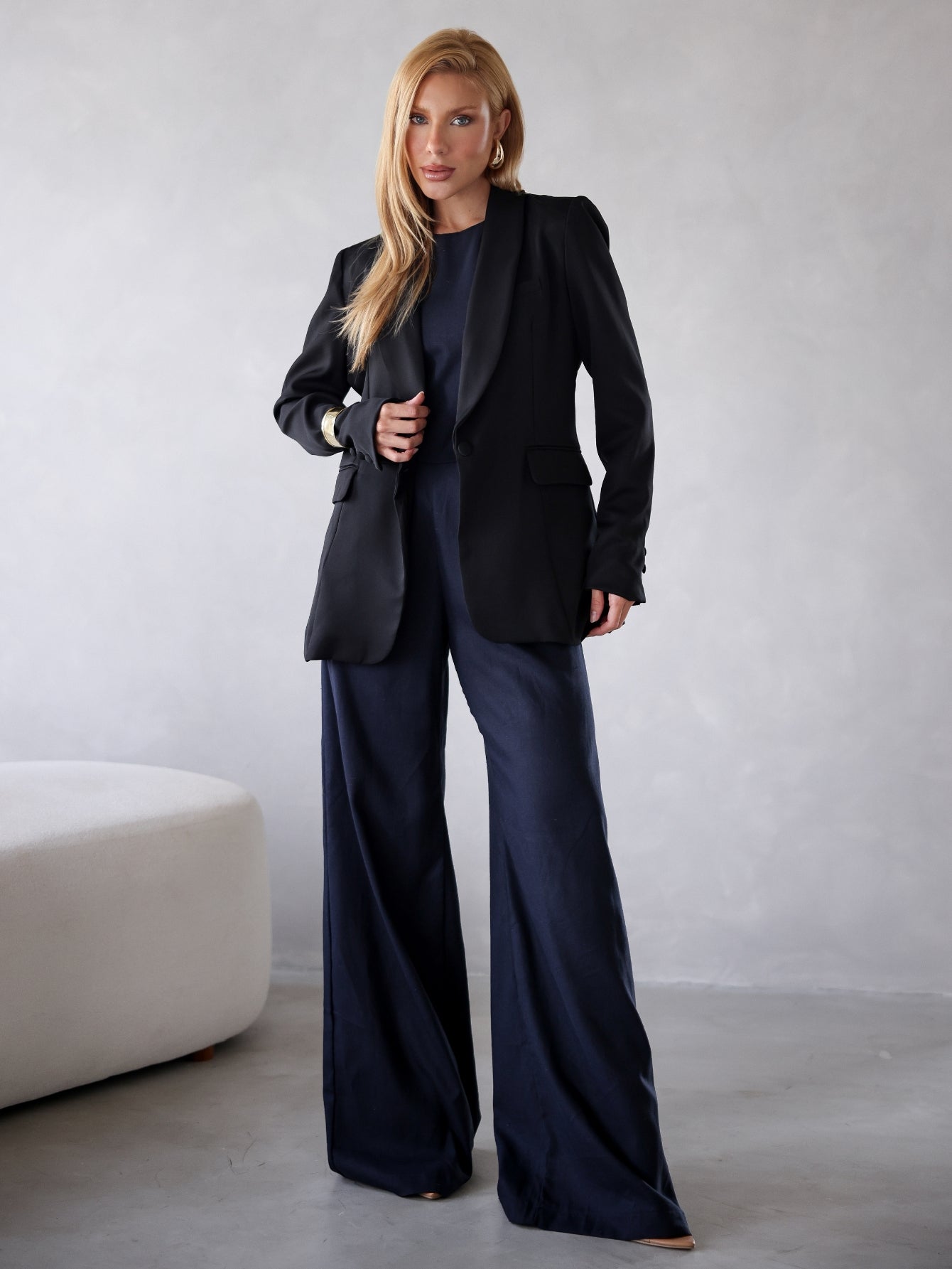 Blazer estruturado Alfaiataria Forrado com Botão - Cristal