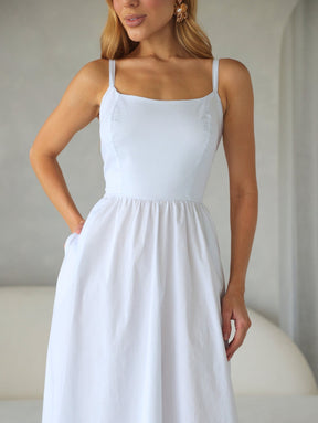 Vestido Midi Tricoline com bolso Samanta