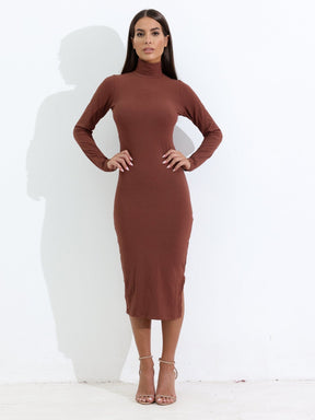 Vestido Canelado Gola Alta Cacharrel Anabel