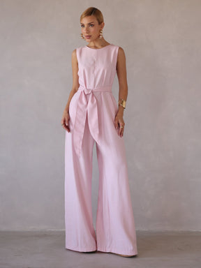 Macacão Pantalona Feminino Alfaiataria com Amarração Sandra