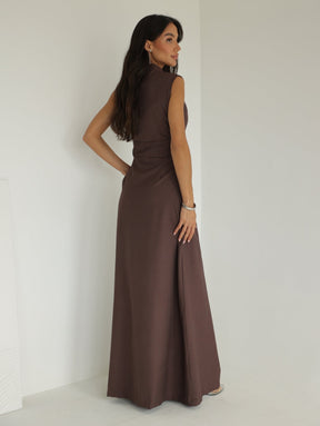 Vestido Longo Alfaiataria com Zíper Frontal Rosalia