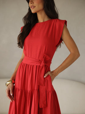 Vestido Midi Alfaiataria Manga Muscle Tee Brenda
