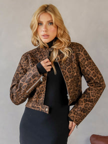 Jaqueta Slim Classica Animal Print Ravena