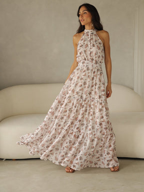 Vestido Longo  Estampado Chifon Michelle