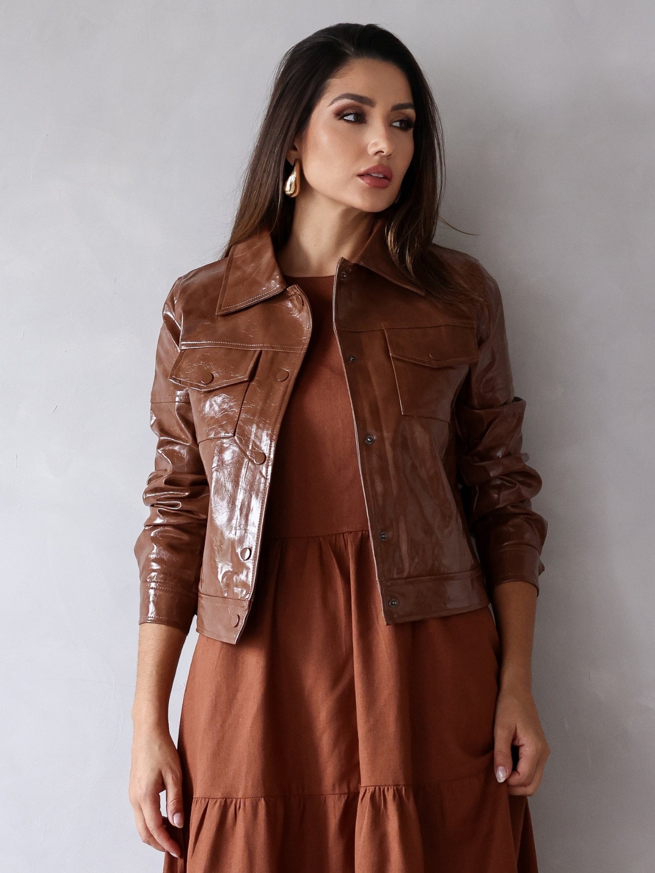 Jaqueta Couro envernizado Brilhoso Georgia