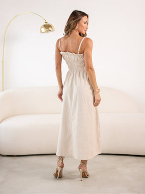Vestido Longo Busto Elastex Linho Ariel