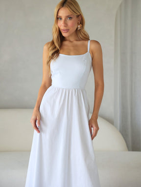 Vestido Midi Tricoline com bolso Samanta