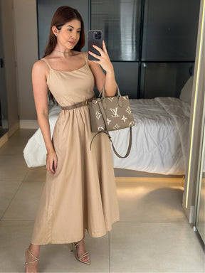 Vestido Midi Tricoline com bolso Samanta