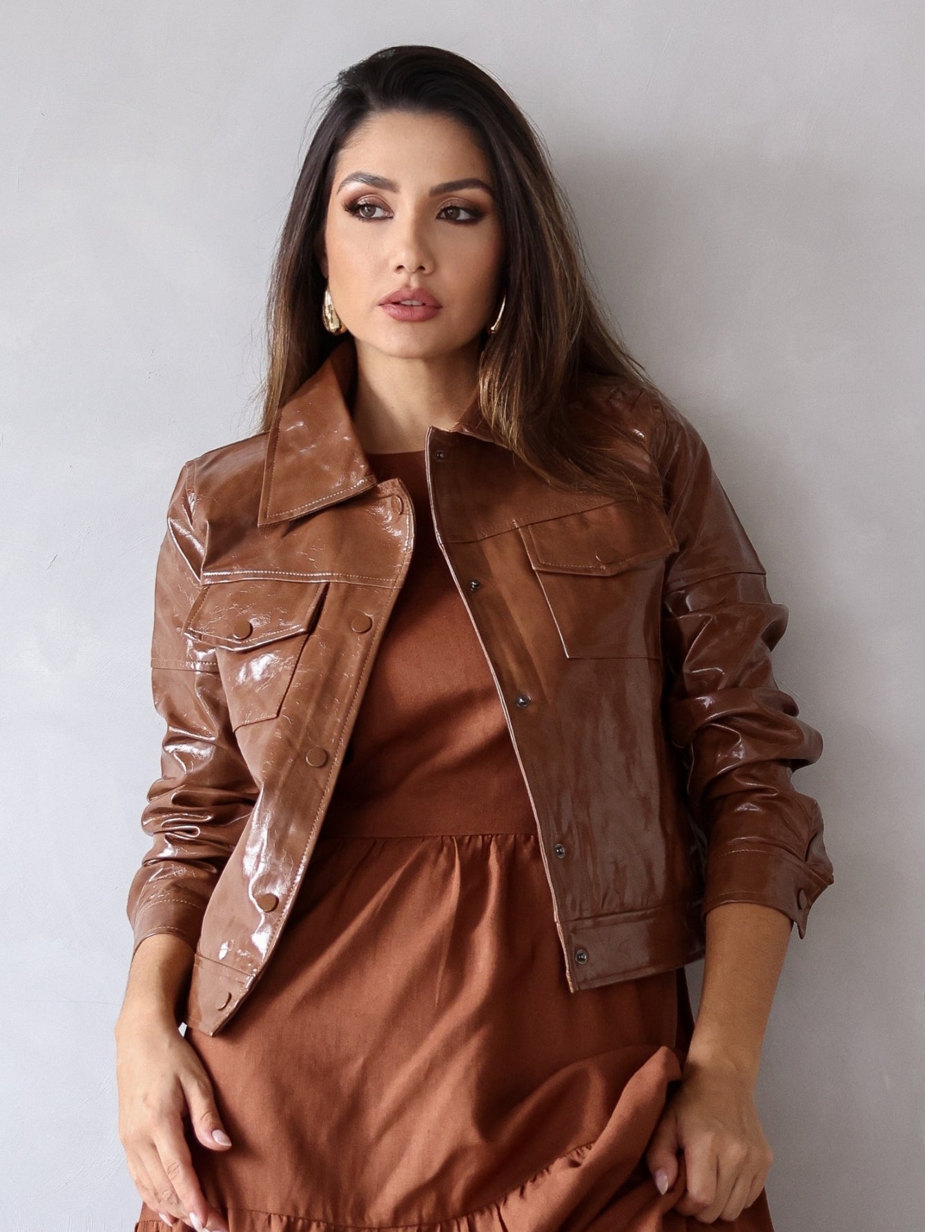 Jaqueta Couro envernizado Brilhoso Georgia