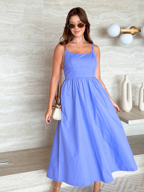 Vestido Midi Tricoline com bolso Samanta