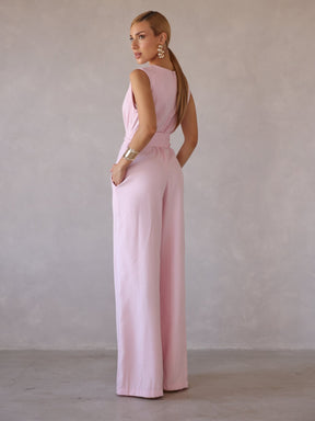 Macacão Pantalona Feminino Alfaiataria com Amarração Sandra