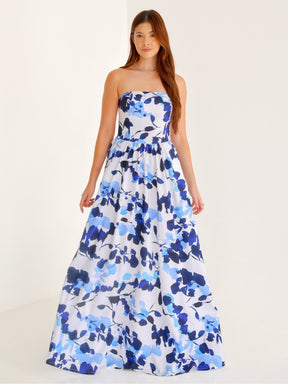 Vestido tomara que caia Longo estampado Lari