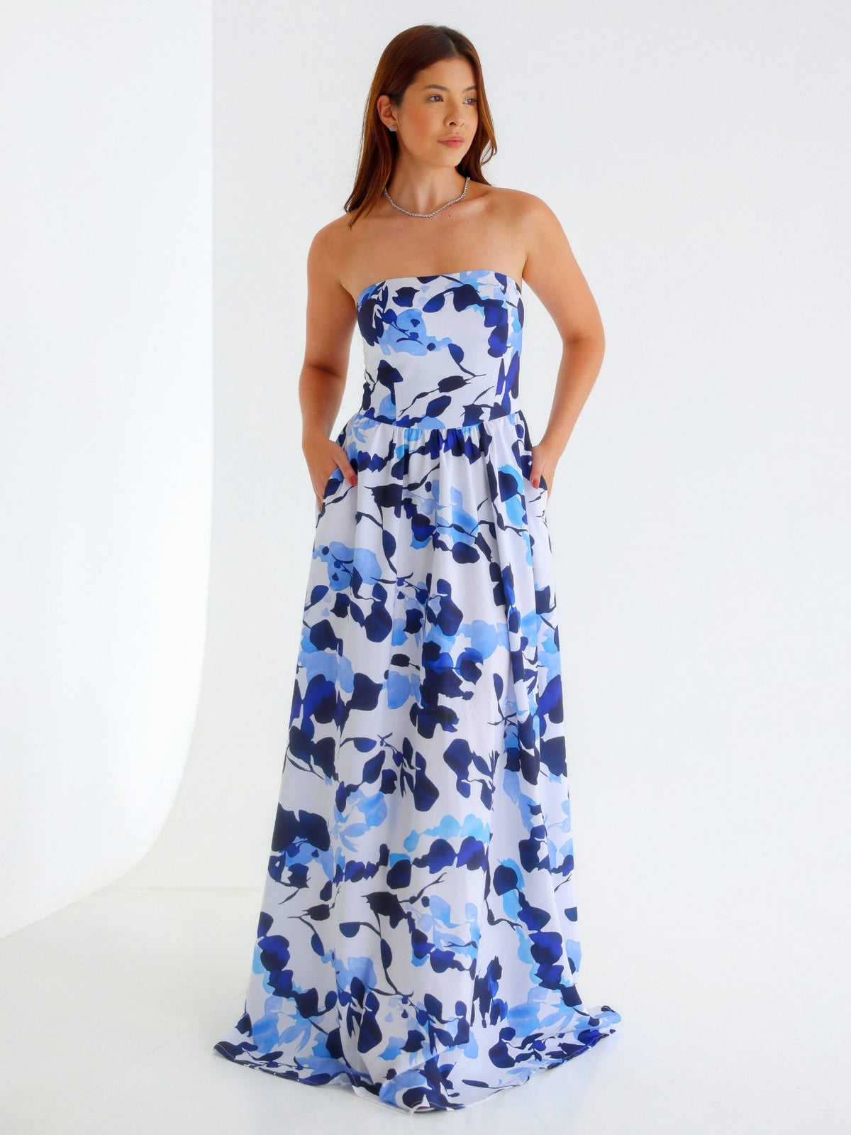 Vestido tomara que caia Longo estampado Lari