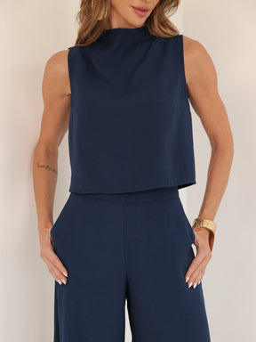 Conjunto Alfaiataria Calça Pantalona e Blusa Regata Hope