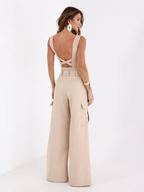 Calça Cargo Pantalona Alfaiataria  Raquel