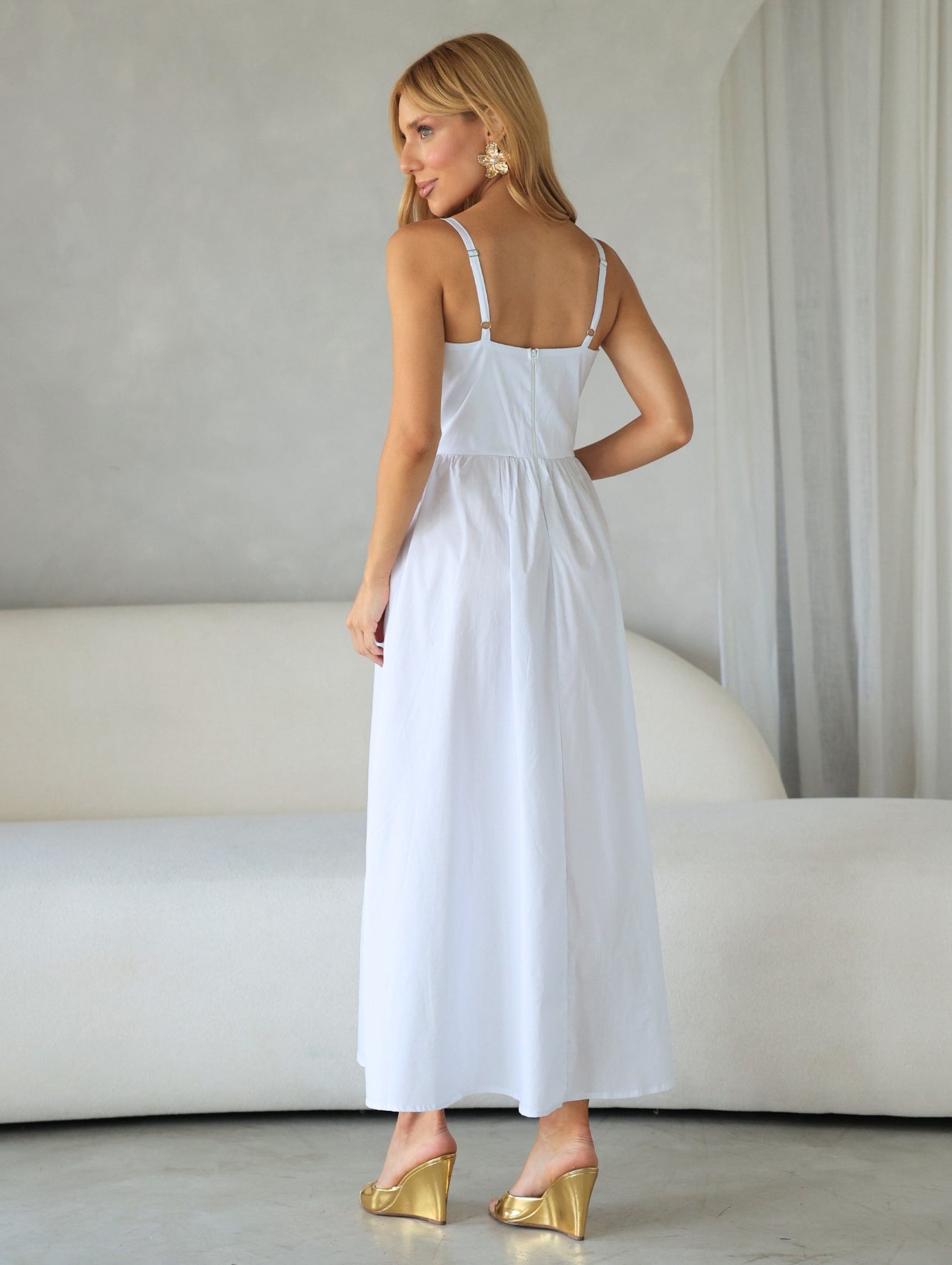 Vestido Midi Tricoline com bolso Samanta