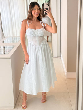 Vestido Midi Laise com Bojo e Elastico Grace